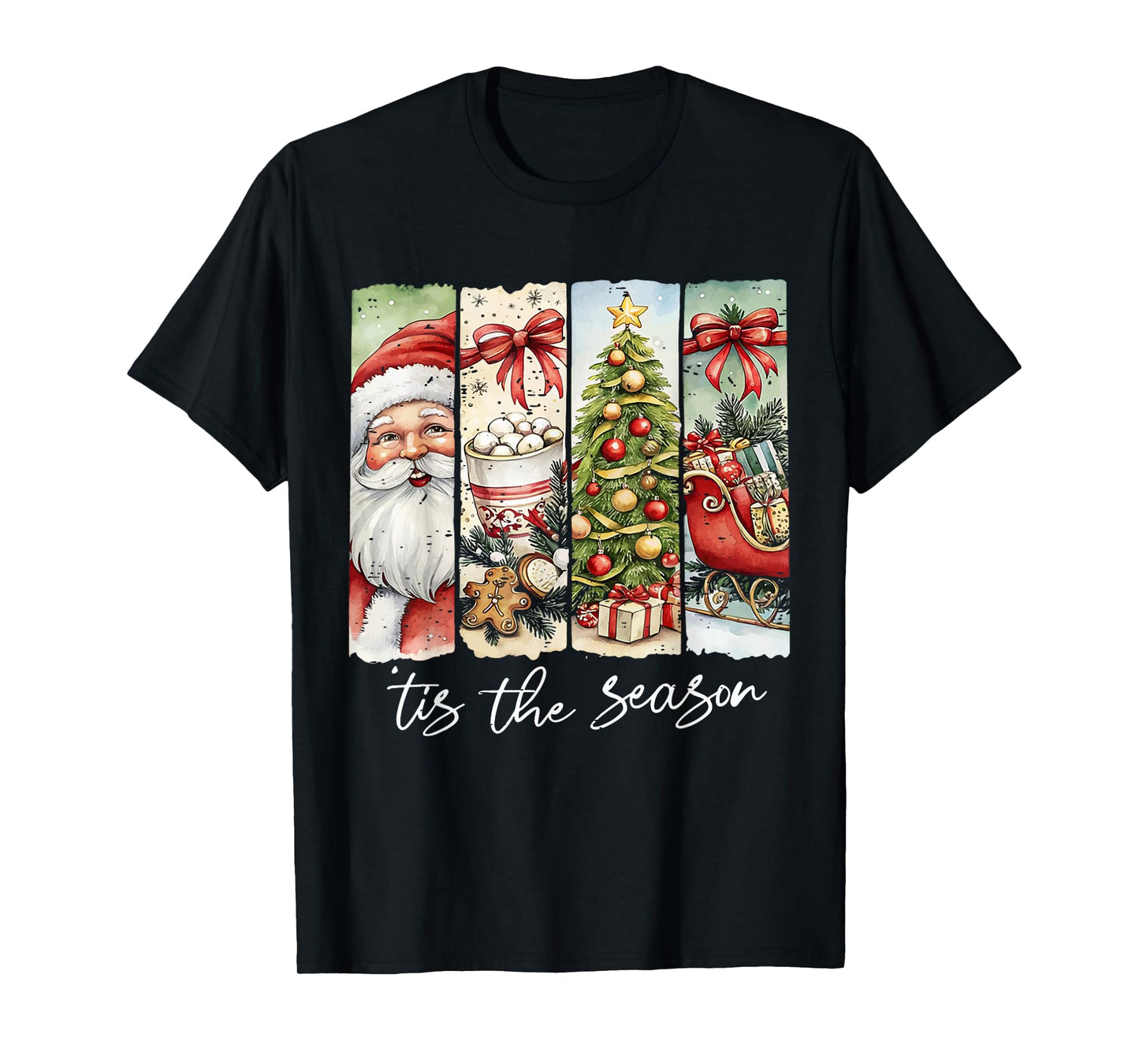 Vintage Funny Tis The Season Merry Christmas Santa Cute Xmas T-Shirt