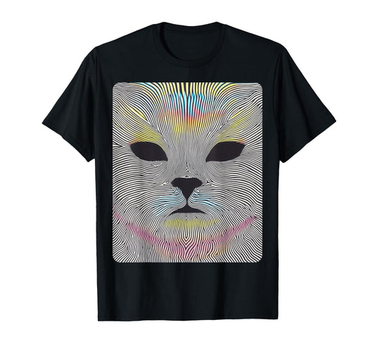 Pop Art Colorful Cat Optical Illusion Artwork T-Shirt