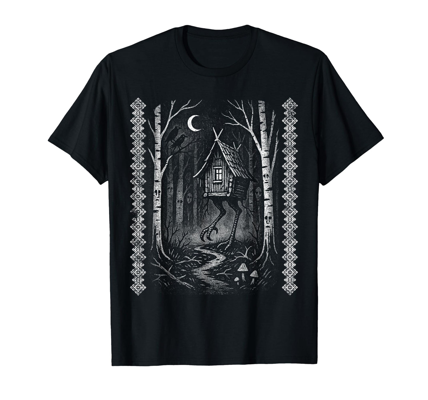 Baba Yaga Hut Slavic Folklore Occult Forest Witch Graphic T-Shirt