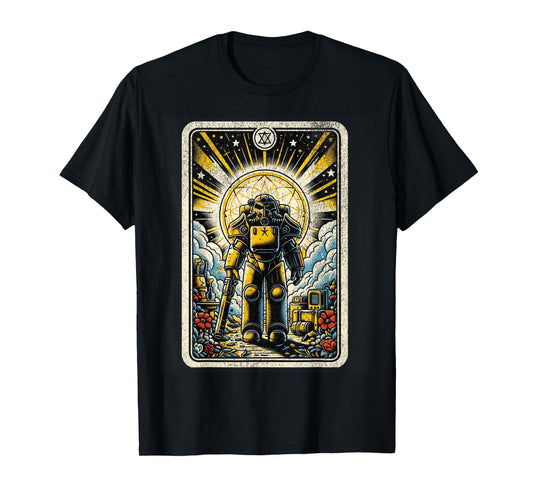 Vintage Nuclear Fallout Tarot Card Retro Steel Armor Man T-Shirt