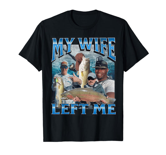 MildlyPerturbed Unisex-Adults & Kids Fishing Graphic T-Shirt - Black, Small