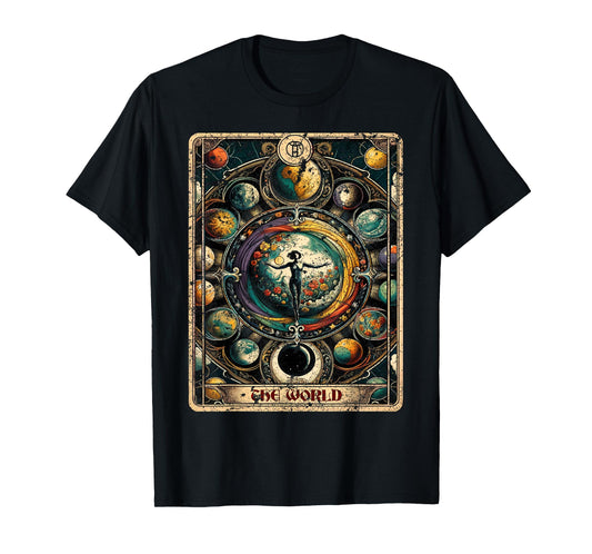 Distressed Grunge Worn Out Style The World Tarot Card T-Shirt